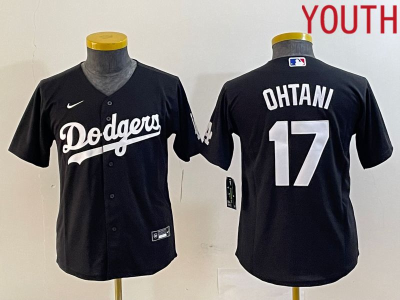 Youth Los Angeles Dodgers #17 Ohtani Black Nike Game MLB Jersey style 1->youth mlb jersey->Youth Jersey